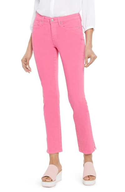 Nydj Sheri Side Slit Slim Ankle Jeans In Pink Peony