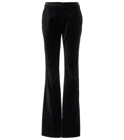 Etro High-rise Flared Velvet Pants In Black