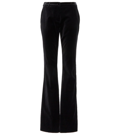 Etro High-rise Flared Velvet Trousers In Black