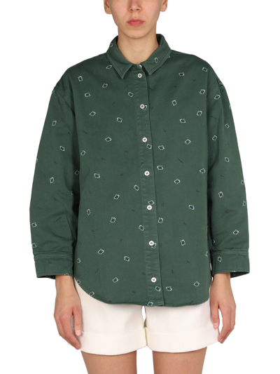 Kenzo Shirt With Logo Patch In Green