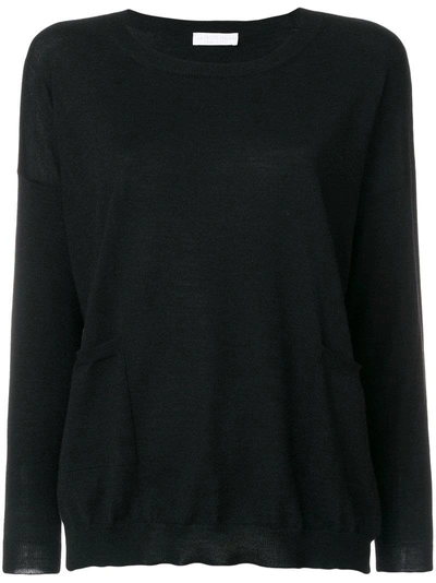 Le Tricot Perugia Round Neck Sweater In Black