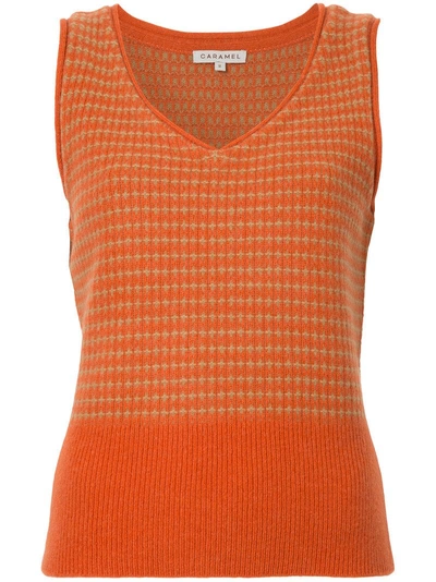 Caramel Knitted Vest - Orange In Yellow & Orange