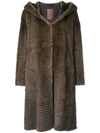 Liska Fur Detail Coat - Brown