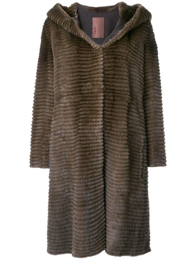 Liska Fur Detail Coat - Brown