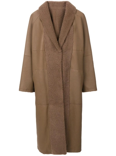 Sprung Frères Furry Detail Coat - Brown