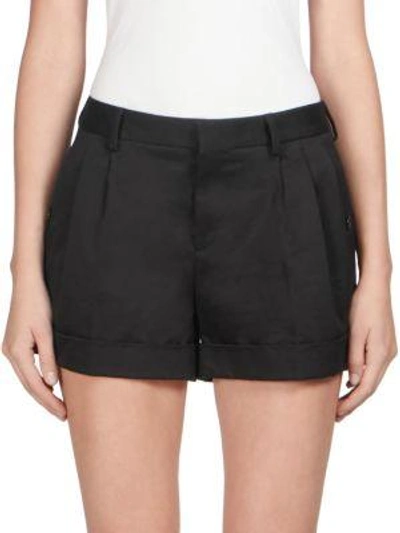 Saint Laurent Pleated Cuffed Shorts In Black