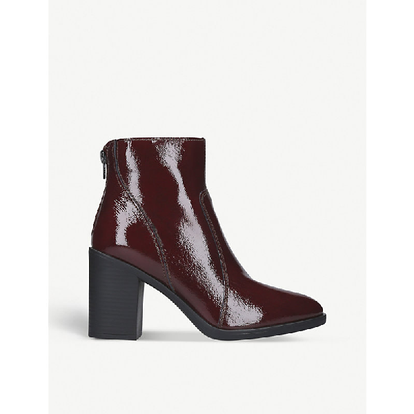 ladies red leather ankle boots