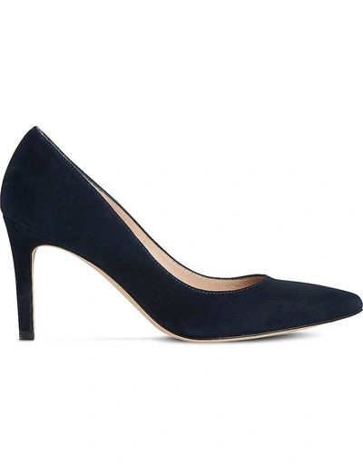 Lk Bennett Floret Suede Court Shoe In Blu-navy