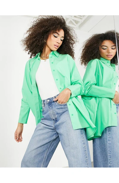Asos Design Oversized Cotton Shirt In Bright Green