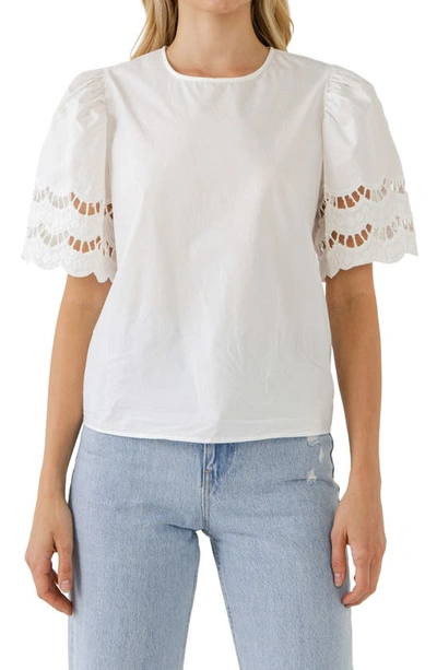 English Factory Lace Trim Top In White