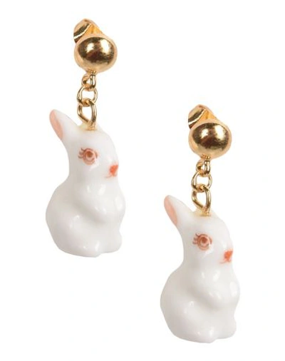 Nach Earrings In White