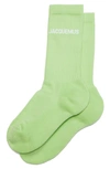 Jacquemus Les Chaussettes Logo Jacquard Cotton Blend Crew Socks In Light Green