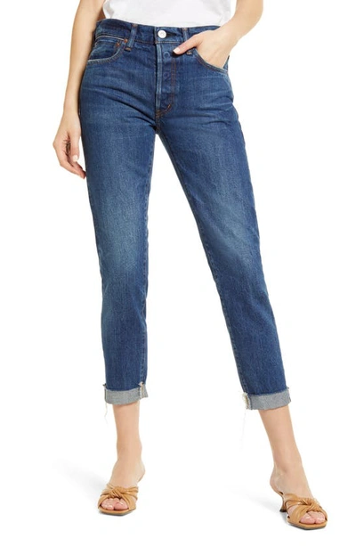 Moussy Vintage Wilbur High Waist Tapered Straight Leg Jeans In Blue