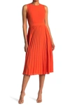 Donna Morgan Pleated A-line Midi Dress In Koi