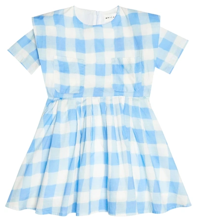 Morley Kids' Checked Cotton Dress In Bleu