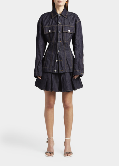 Bottega Veneta Salon 03 Tailored Denim-twill Jacket In Blue