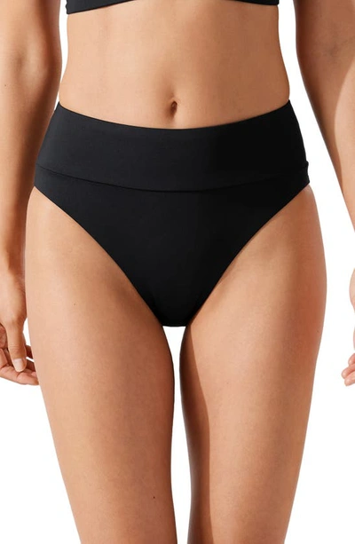 Tommy Bahama Palm Modern High Waist Bikini Bottoms In Black