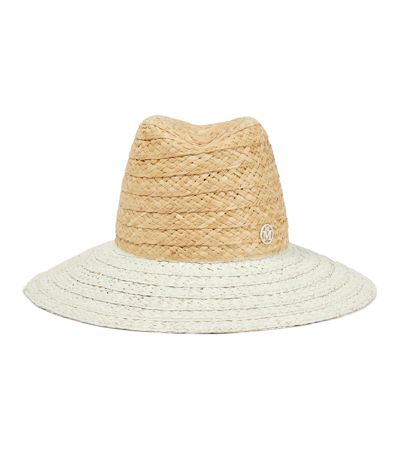 Maison Michel Two-tone Straw Kate Sunhat In Natural/white