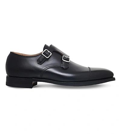 Crockett & Jones Lowndes Leather Double Monk Shoes In Black