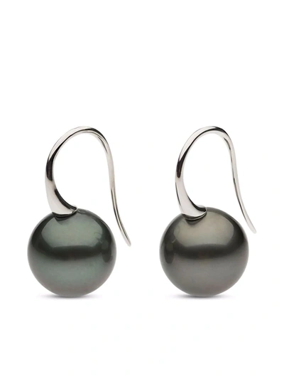 Autore 18kt White Gold Shephard Pearl Hook Earrings In Silver