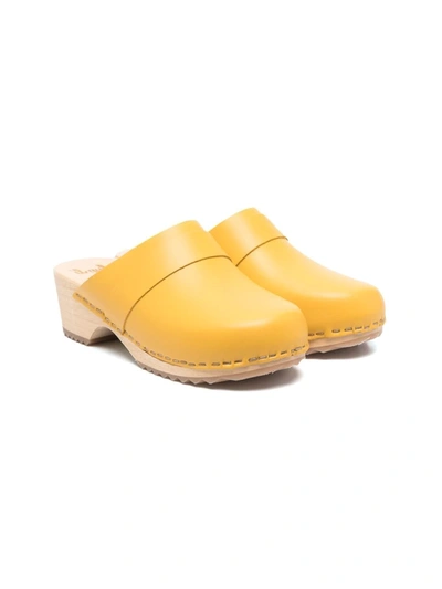 Il Gufo Kids' Contrast-stitching Round-toe Clogs In Yellow