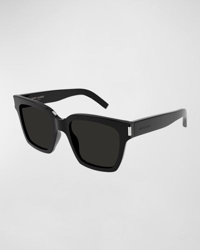 Saint Laurent 54mm Rectangular Sunglasses In 001 Shiny Black