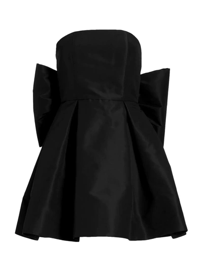 Alexia Maria Paige Silk Faille Bow Minidress In Black