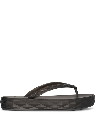 Jimmy Choo Black Diamond Textured Flip-flops