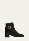 Jimmy Choo Clarice Leather Buckle Ankle Booties In Nero
