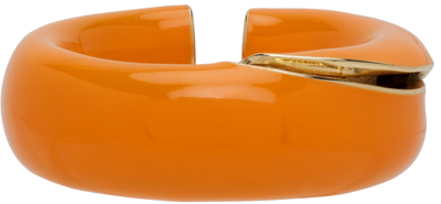 Bottega Veneta Orange Fold Ring In Tangerine