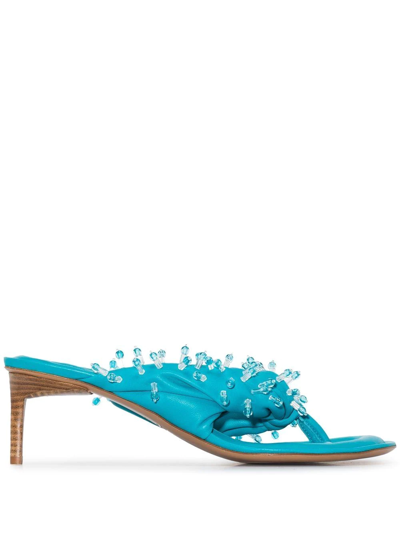 Jacquemus Bead-embellished 70mm Heeled Sandals In Blue