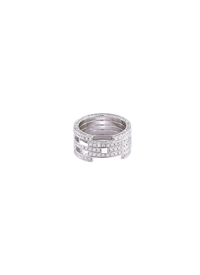 Dauphin Diamond 18k White Gold Ring In Metallic