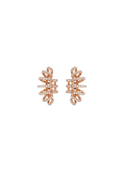 Dauphin Diamond 18k Rose Gold Clip Earrings In Metallic