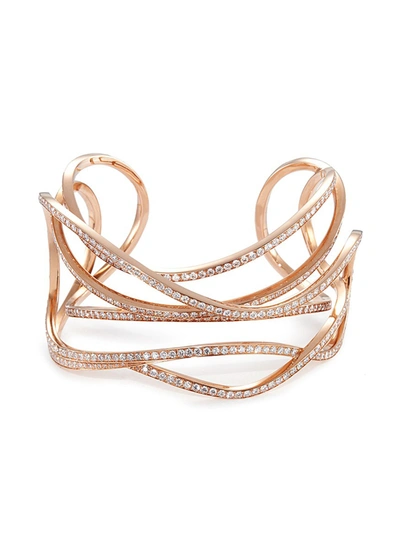 Dauphin 'serpentine' Diamond 18k Rose Gold Cuff In Metallic