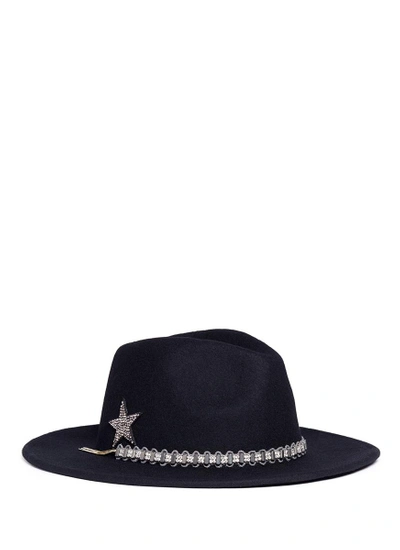 Venna Jewelled Band Wool Felt Fedora Hat