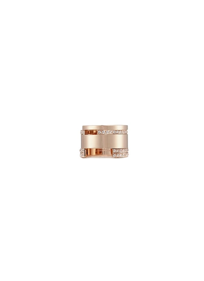Dauphin Diamond 18k Rose Gold Wide Cutout Ring In Metallic