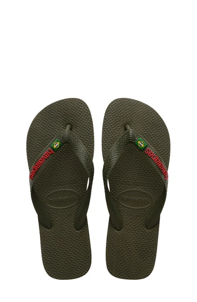 Havaianas Kids' Brazil Logo Flip Flop In Moss