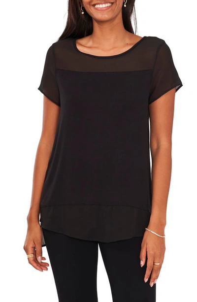 Chaus Mixed Media Blouse In Black