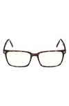 Tom Ford 55mm Rectangular Blue Light Blocking Glasses In Dark Havana