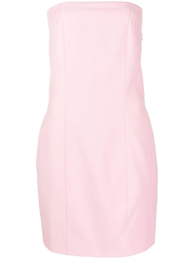 Rokh Strapless Open-back Woven Mini Dress In Pink