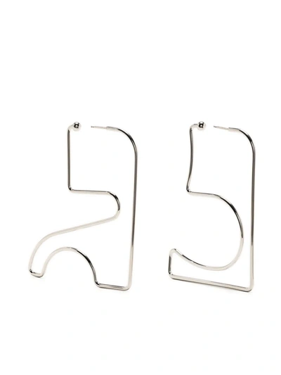 Courrges Logo-shape Silver-toned Brass Earrings