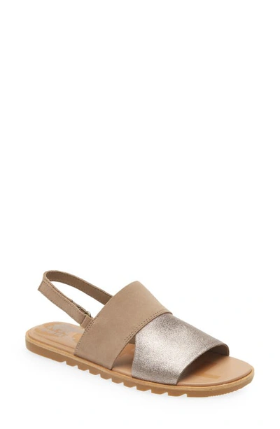 Sorel Women's Ella Ii Slingback Flat Sandals Women's Shoes In Ash Brown/chalk