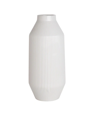 Home Essentials 14" Grooved Vase In White