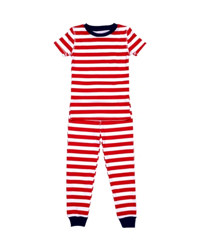 Pajamas For Peace Love Stripe Toddler Boys And Girls 2-piece Pajama Set In White