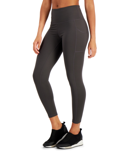 Id Ideology Women's Compression High-waist Side-pocket 7/8 Length Leggings, Xs-4x, Created For Macy's In Deep Charcoal