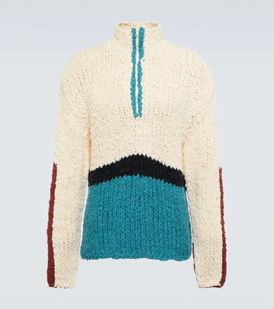 The Elder Statesman Off-white Organic Cotton Zip-up Sweater