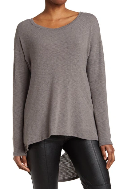 Go Couture Boatneck Hi-low Tunic Sweater In Ultimate Gray