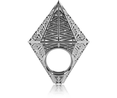 Vojd Studios Rings Umbala Hexagonal Sterling Silver Ring In Argenté
