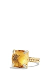David Yurman Châtelaine Ring With Diamonds In Citrine