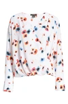 Halogen Cross Front Blouse In White Multi Floral Paint